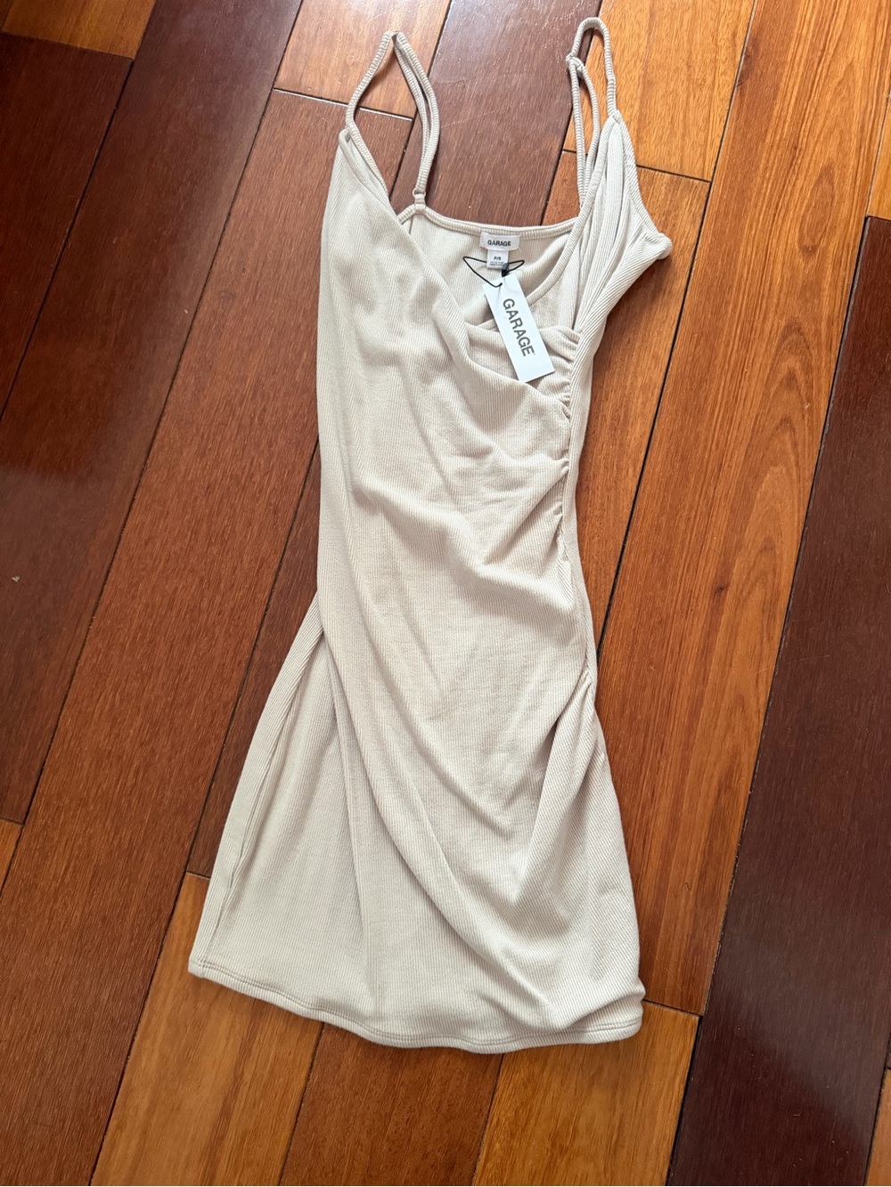 Garage Beige Cowl Neck Slip Dress